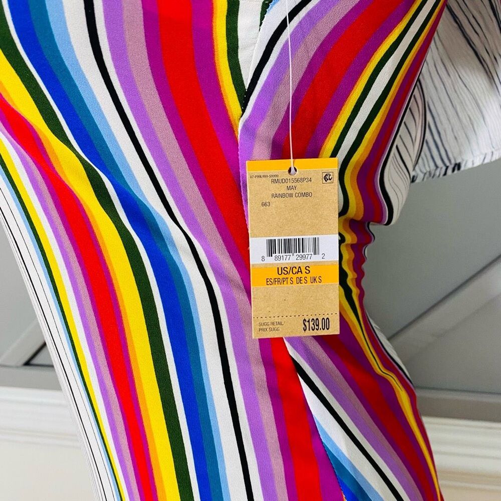 New Rachel Roy Womens Rainbow Striped One Shoulder Dress Women’s Size S - Picture 9 of 13
